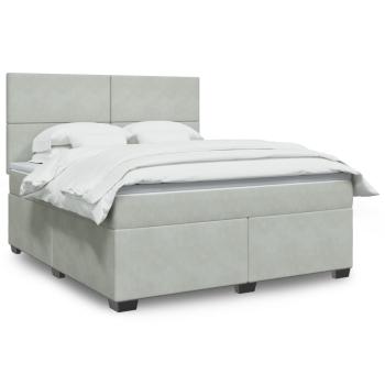 ARDEBO.de - Boxspringbett mit Matratze Hellgrau 180x200 cm Samt