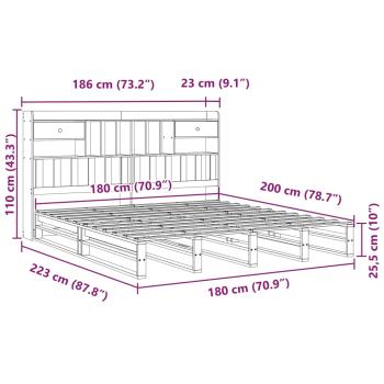 Massivholzbett mit Regal ohne Matratze Weiß 180x200 cm Kiefer