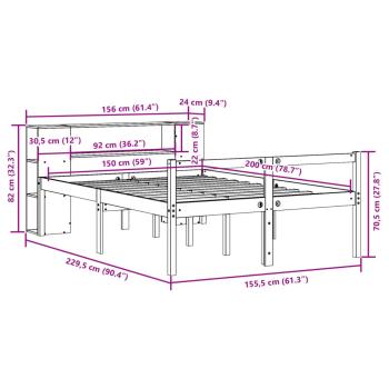 Massivholzbett ohne Matratze Wachsbraun 150x200 cm Massivholz