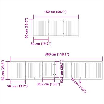 12-tlg. Hundetor mit Tür Faltbar 600 cm Pappelholz