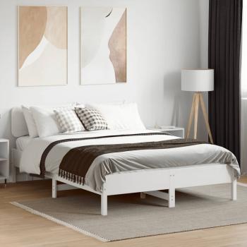 Massivholzbett ohne Matratze Weiß 135x190 cm Kiefernholz