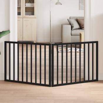 ARDEBO.de - 2-tlg. Hundetor Faltbar Schwarz 160 cm Pappelholz