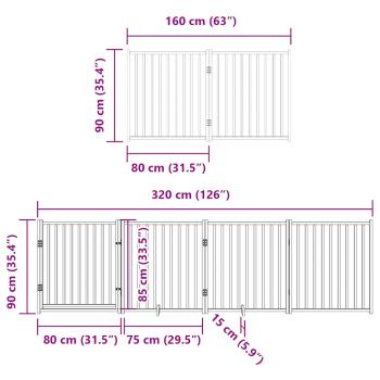 8-tlg. Hundetor mit Tür Faltbar 640 cm Pappelholz