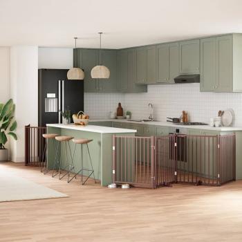 ARDEBO.de - 10-tlg. Hundetor mit Tür Faltbar Braun 800 cm Pappelholz