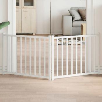 ARDEBO.de - 2-tlg. Hundetor Faltbar Weiß 160 cm Massivholz Tanne