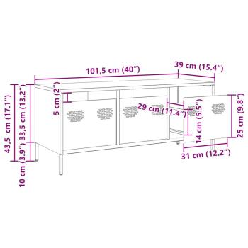 TV-Schrank Weiß 101,5x39x43,5 cm Kaltgewalzter Stahl