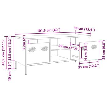 TV-Schrank Rosa 101,5x39x43,5 cm Kaltgewalzter Stahl