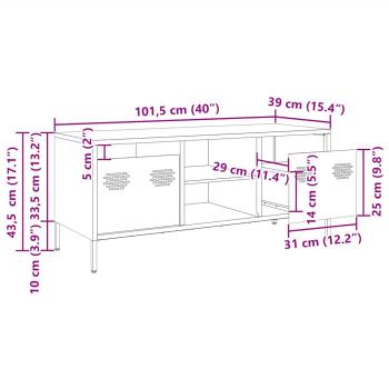 TV-Schrank Weiß 101,5x39x43,5 cm Kaltgewalzter Stahl
