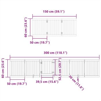 15-tlg. Hundetor mit Tür Faltbar Weiß 750 cm Pappelholz