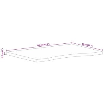 Schreibtischplatte mit Aussparung 140x50x2,5cm Massivholz Mango