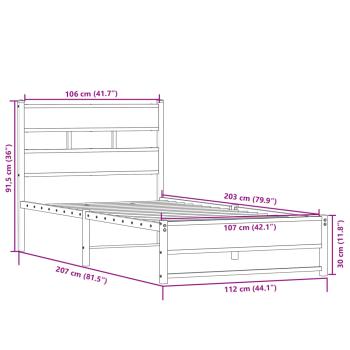Metallbett ohne Matratze Sonoma-Eiche 107x203 cm
