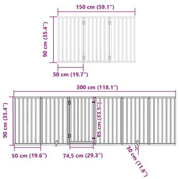 9-tlg. Hundetor mit Tür Faltbar Braun 450 cm Pappelholz