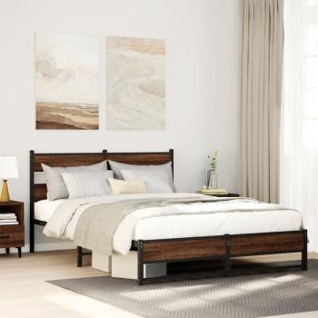 ARDEBO.de - Metallbett ohne Matratze Eichen-Optik 140x190 cm