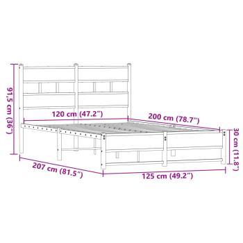 Metallbett ohne Matratze Eichen-Optik 120x200 cm