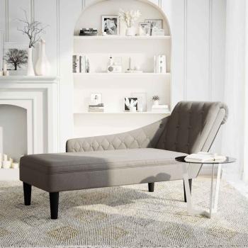 Chaiselongue mit Kissen und Rechter Armlehne Taupe Stoff