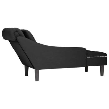 Chaiselongue mit Kissen und Rechter Armlehne Schwarz Samt