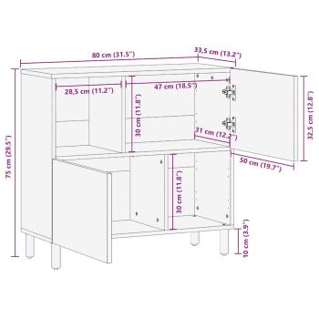 Sideboard 80x33,5x75 cm Raues Mangoholz