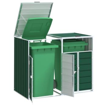 ARDEBO.de - Mülltonnenbox für 2 Tonnen Grün 144x81x113 cm Stahl