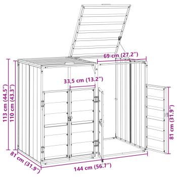Mülltonnenbox für 2 Tonnen Grün 144x81x113 cm Stahl