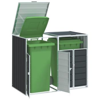 ARDEBO.de - Mülltonnenbox für 2 Tonnen Anthrazit 144x81x113 cm Stahl