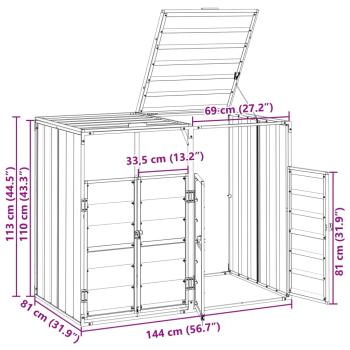Mülltonnenbox für 2 Tonnen Anthrazit 144x81x113 cm Stahl