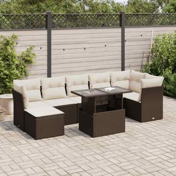 ARDEBO.de - 8-tlg. Garten-Sofagarnitur mit Kissen Braun Poly Rattan