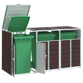 ARDEBO.de - Mülltonnenbox für 3 Tonnen Braun 216x81x115 cm Stahl