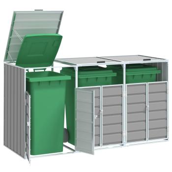 ARDEBO.de - Mülltonnenbox für 3 Tonnen Grau 216x81x115 cm Stahl
