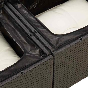 ARDEBO.de - 7-tlg. Garten-Sofagarnitur mit Kissen Schwarz Poly Rattan