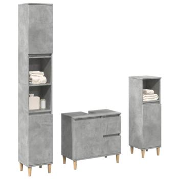 ARDEBO.de - 3-tlg. Badmöbel-Set Betongrau Holzwerkstoff