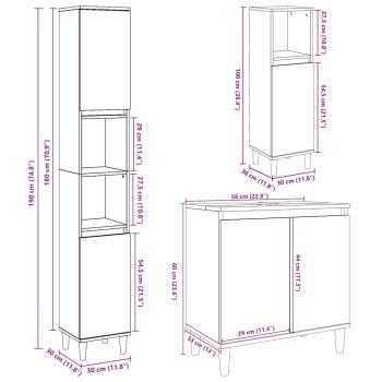 3-tlg. Badmöbel-Set Betongrau Holzwerkstoff