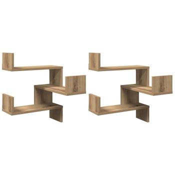ARDEBO.de - Wand-Eckregale 2 Stk. Artisan-Eiche 40x40x49,5 Holzwerkstoff