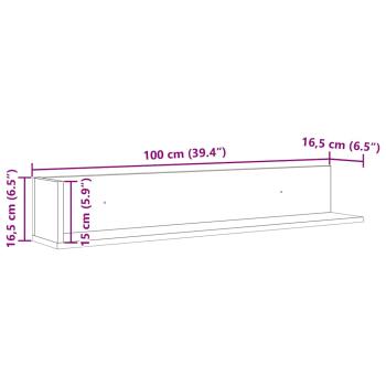 Wandregale 2 Stk. Schwarz 100x16,5x16,5 cm Holzwerkstoff