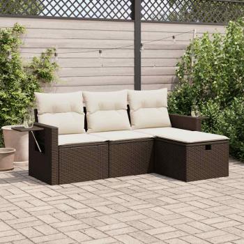 ARDEBO.de - 4-tlg. Garten-Sofagarnitur mit Kissen Braun Poly Rattan