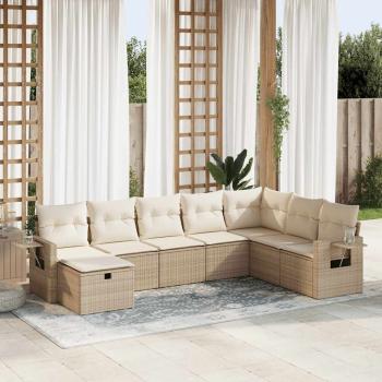 ARDEBO.de - 8-tlg. Garten-Sofagarnitur mit Kissen Beige Poly Rattan