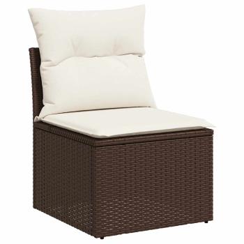 5-tlg. Garten-Sofagarnitur mit Kissen Braun Poly Rattan