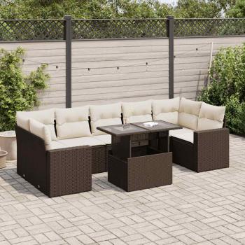 ARDEBO.de - 8-tlg. Garten-Sofagarnitur mit Kissen Braun Poly Rattan