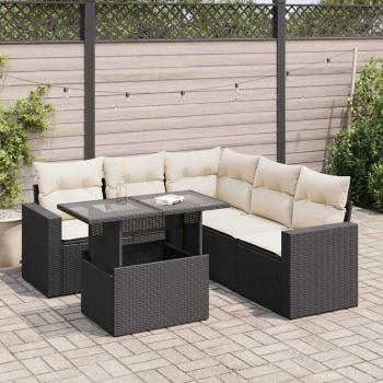 ARDEBO.de - 6-tlg. Garten-Sofagarnitur mit Kissen Schwarz Poly Rattan