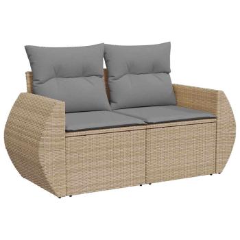 ARDEBO.de - 7-tlg. Garten-Sofagarnitur mit Kissen Beige Poly Rattan