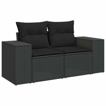 ARDEBO.de - 9-tlg. Garten-Sofagarnitur mit Kissen Schwarz Poly Rattan