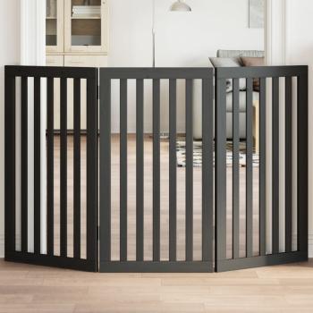 ARDEBO.de - 3-tlg. Hundetor Faltbar Schwarz 150 cm Pappelholz