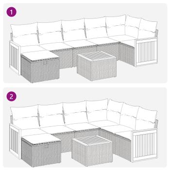 ARDEBO.de - 8-tlg. Garten-Sofagarnitur mit Kissen Schwarz Poly Rattan