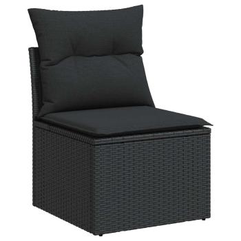 9-tlg. Garten-Sofagarnitur mit Kissen Schwarz Poly Rattan