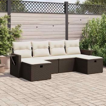 ARDEBO.de - 6-tlg. Garten-Sofagarnitur mit Kissen Braun Poly Rattan