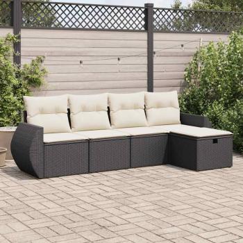ARDEBO.de - 5-tlg. Garten-Sofagarnitur mit Kissen Schwarz Poly Rattan