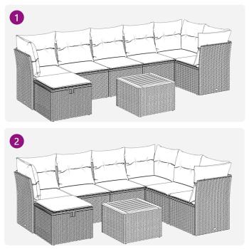 ARDEBO.de - 8-tlg. Garten-Sofagarnitur mit Kissen Beige Poly Rattan