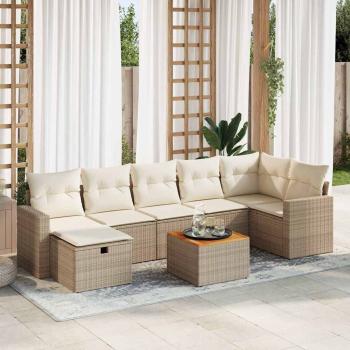 ARDEBO.de - 8-tlg. Garten-Sofagarnitur mit Kissen Beige Poly Rattan