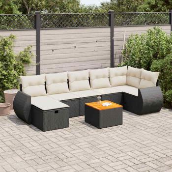 ARDEBO.de - 8-tlg. Garten-Sofagarnitur mit Kissen Schwarz Poly Rattan