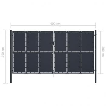 Gartentor Stahl 400 x 200 cm Anthrazit