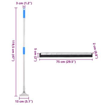 Wasserschieber mit Stiel 75x119,5 cm Stahl und Gummi